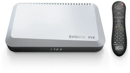 Dekoder cyfrowy Polsat Box Evobox PVR w kolorze białym z pilotem zdalnego sterowania