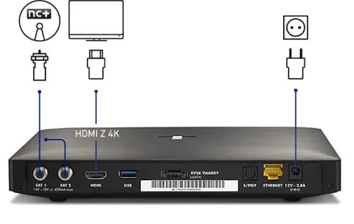 Dekoder Canal+ 4K Ultrabox+ oraz schemat podłączenia do anteny